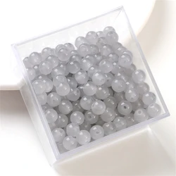 50pcs Solid Color Imitation Jade Glass Beads - 6mm (GRAY)