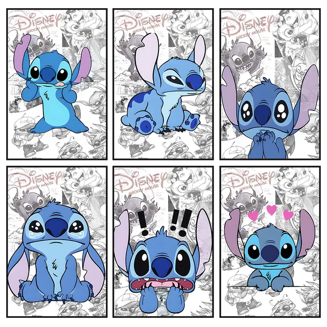 Lilo & Stitch Decoração Moderna Disney Cartaz De Parede Dos Desenhos  Animados Ponto Pintura Da Lona Decoração Do Quarto Imprimir Presente Claro  Arte Colecionável - AliExpress
