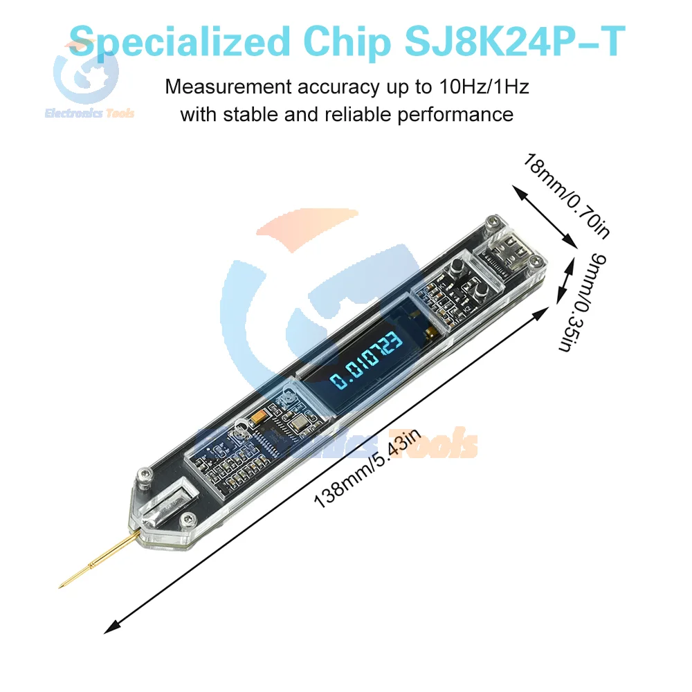 Contatore di frequenza Tipo penna 200Hz-100MHz Misuratore di frequenza segnale RF ad alta precisione per MF Calibrazione dell'oscillatore MCU HF VHF FM - immagine 6