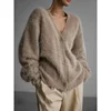 Women's Cardigans Korean Fashion V-neck Sweater Coat Long Sleeve Oversized Sweater Female Buttons Solid Knitted Jacket Women 1