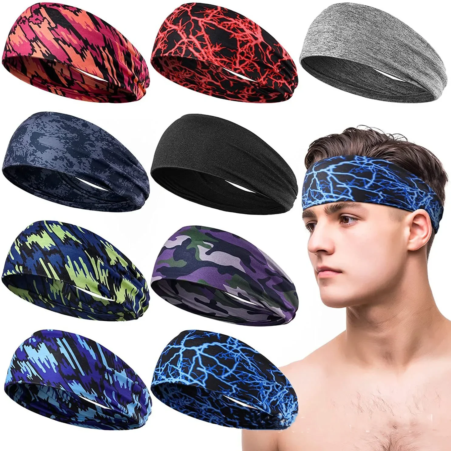 Diadema Deportiva Con Bandera De EE.UU. - Antideslizante, Absorbe El Sudor, Talla única Para Hombre Y Mujer