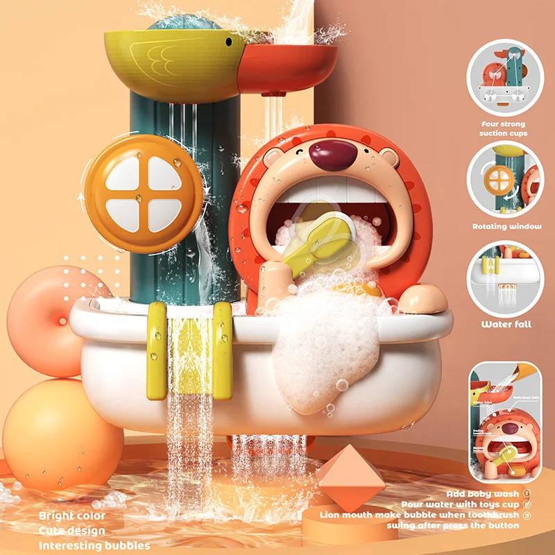 Bubble Lion Baby Bath Toy Funny Toddler Bath Bubble Maker Water Spray ...