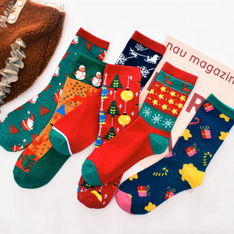 

Elk old man Christmas socks new cartoon cute snowman red socks in tube cotton socks