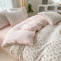 Ensemble de fil à tricoter double couche tricoté et lavé en 3 pièces, comprenant une housse de couette et une paire de taies d'oreiller 6