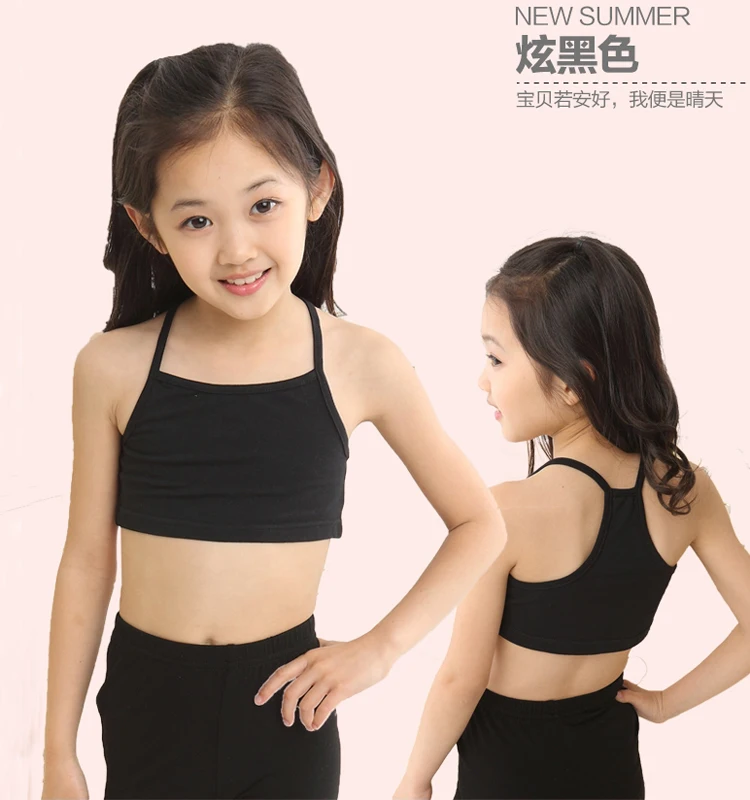 Cotton Young Girls Kids Underwear Dance Gym Sports Bra Tanks Training Crop Top 