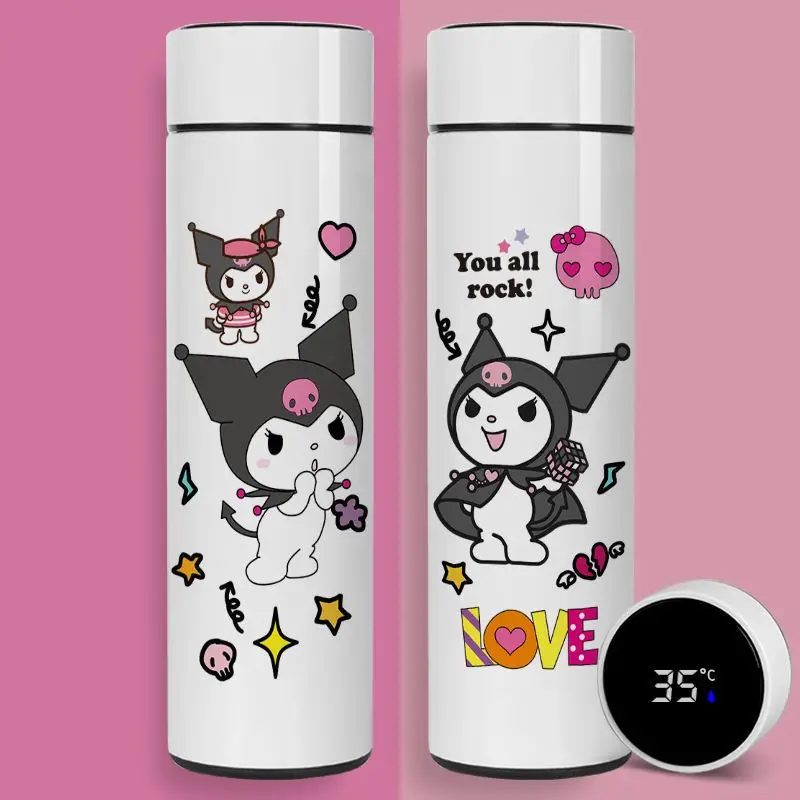 

Sanrio Kuromi Insulation Cooler Cup with Lid Kawaii Anime Figure High Value Gift Student Girl's Cup Outdoor Temperature Display