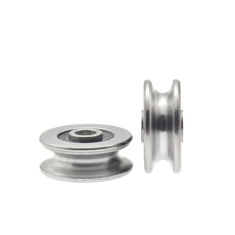 Metal pulley U4*18*7 steel wire wheel metal groove 4mm inner diameter U concave wheel rust prevention sliding wheel 1PC fixed pulley lifting rope pulley moving door window slide wheel