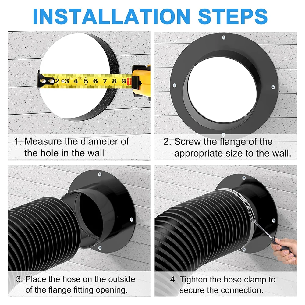 1pc 75-200mm ABS Pipe Connector Round Flange Ventilation Flange For Kitchen Hood Ventilator Pipe Connecting Exhaust Outlet