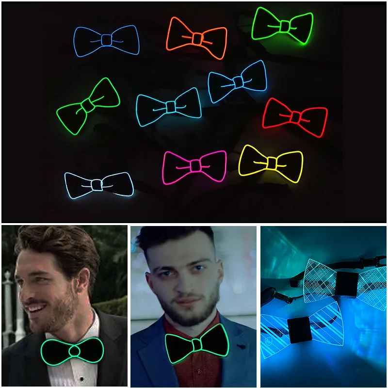AULIN Corbata Y Pajarita LED Luminosa – Accesorio De Luz Para Fiestas, Halloween Y Disfraces, Ideal Para Hombres