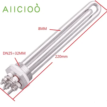 AIICIOO 48V Elemento Riscaldante DN25 1 pollice BSP Immersione Acqua Solare Riscaldatore Elettrico Tubolare 1500W/1800W/2400W/2700W/3000W/SUS304