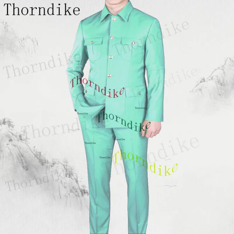 Thorndike Langarm Blazer Hosen Elegante Business Männer Formale Prom Kragen Afrika Stil Männer Anzüge Neue Ankunft Splitter Taste – Detail 11
