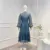 2024 Spring Summer High Quality Women Vintage Elegant Dark Blue Lantern Sleeve O-neck Mid-calf Dress #2