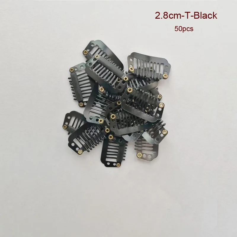 헤어 익스텐션용 실리콘 가발 클립, 2.8cm 길이, 8 치아, 4 가지 색상 사용 가능, 30 개, 50 개