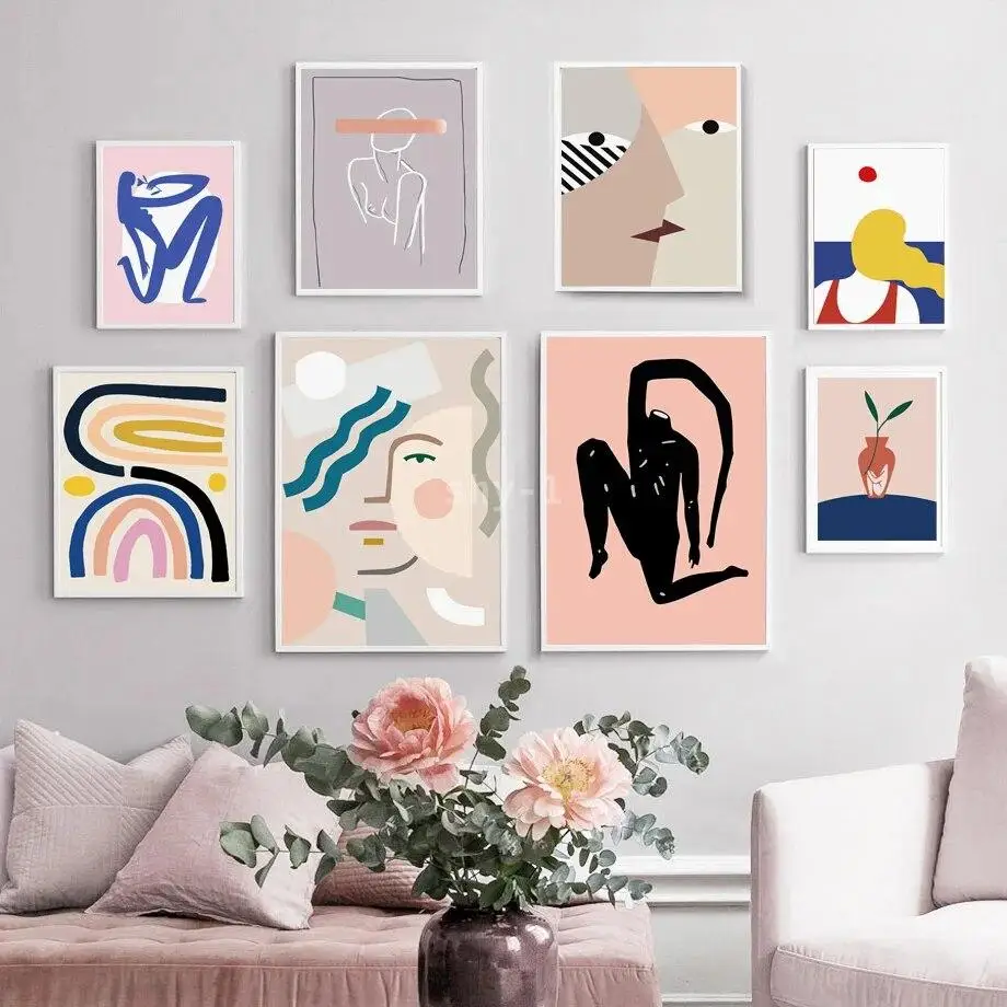 

Абстрактное изображение лица девушки на стене в скандинавском стиле красочные холсты для декора гостиной