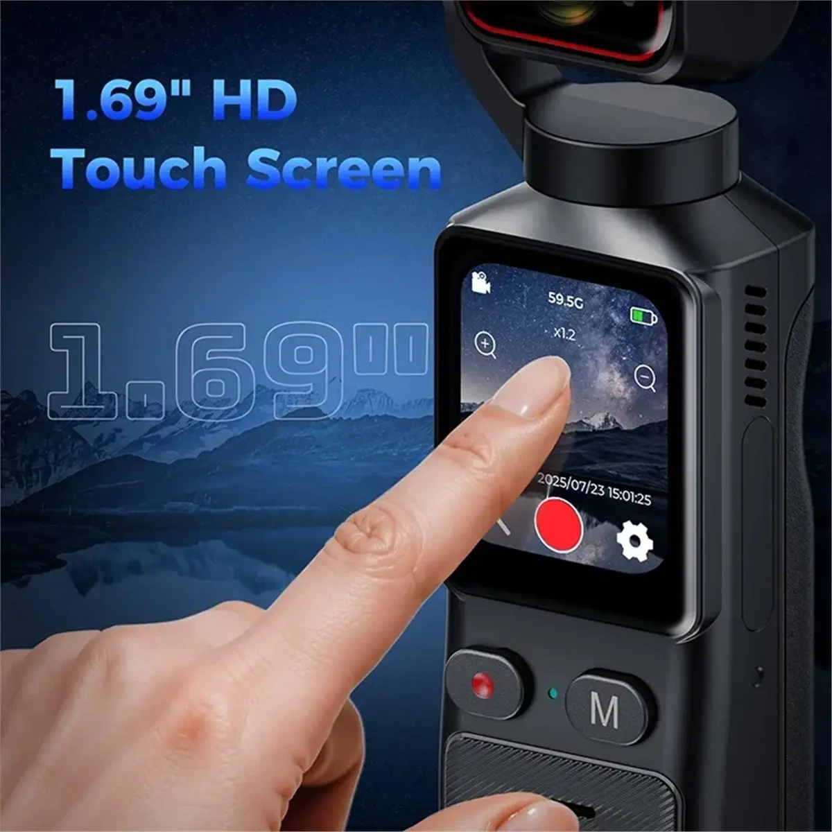 (BOFF) 4K 포켓 액션 카메라 터치스크린 휴대용 브이로그 카메라 핸드헬드 짐벌 스태빌라이저 바디 카메라 비디오 레코더