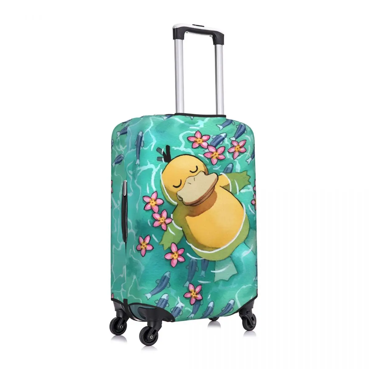 Game Pokemon Psyduck Printed Suitcase Cover Vacation Business Useful Luggage Supplies Protection 3
