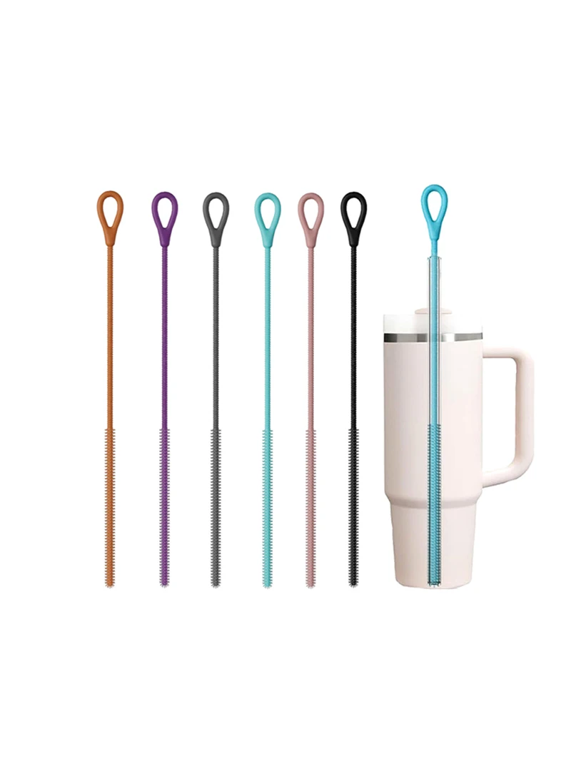 Extra Long 9mm Silicone Straw Cleaning Brushes - Reusable and Bendable