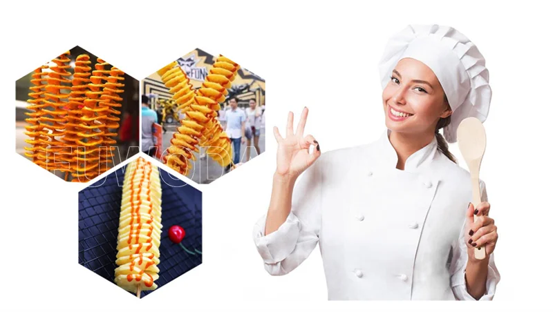 Description Picture 5 of itemAutomatic Stretch Tornado Potato Slicer 110/220v Electric Machine Potato Spiral Cutting Machine Potato Chips Machine
