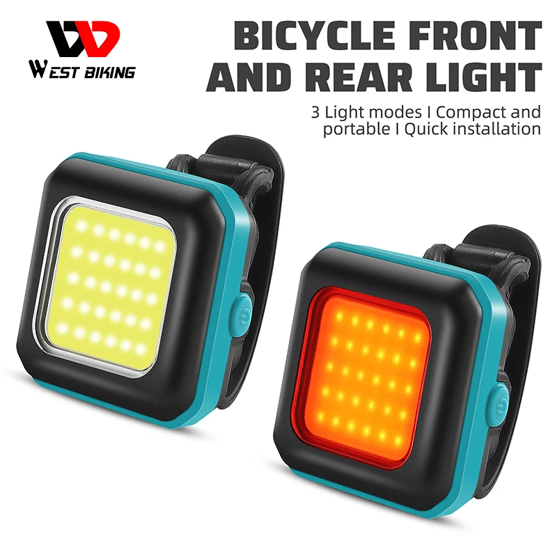 

WEST BIKING Bicycle Light Set Ultralight Type-C Charging Bike Headlight and Taillight Suit Portable Outdoor Cycling Flashlight
