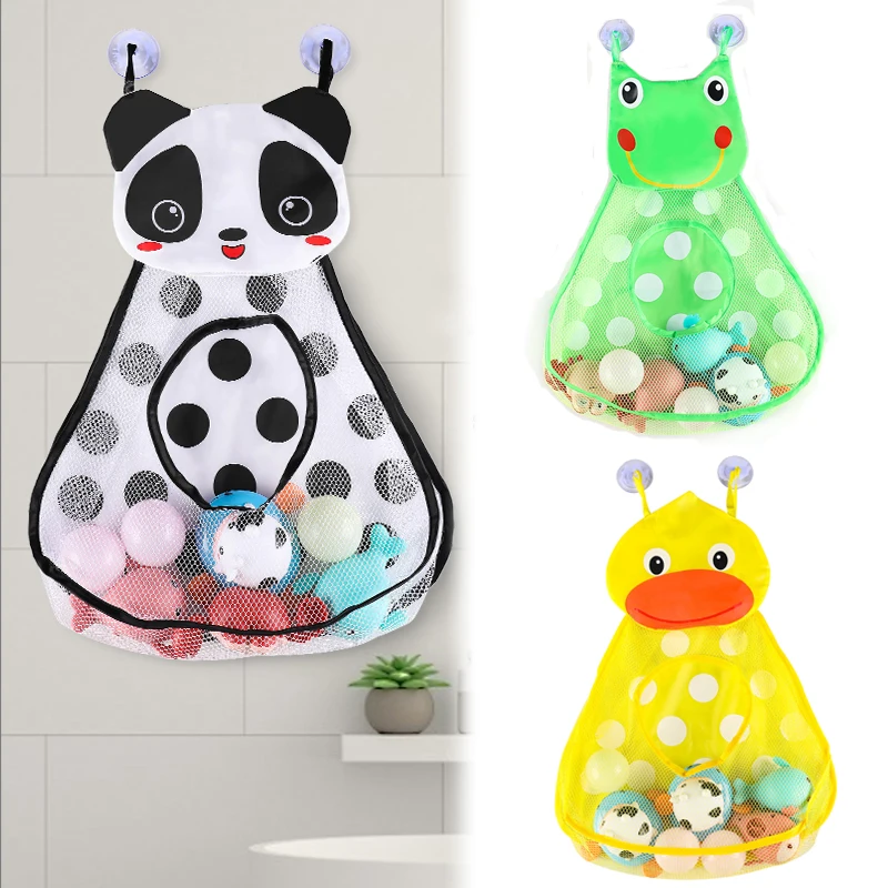 

Baby Bath Toys Strong Suction Cups Bath Game Bag Cute Duck Frog Mesh Net Toy Storage Bag Bathroom Organizer Water Toys for Kids