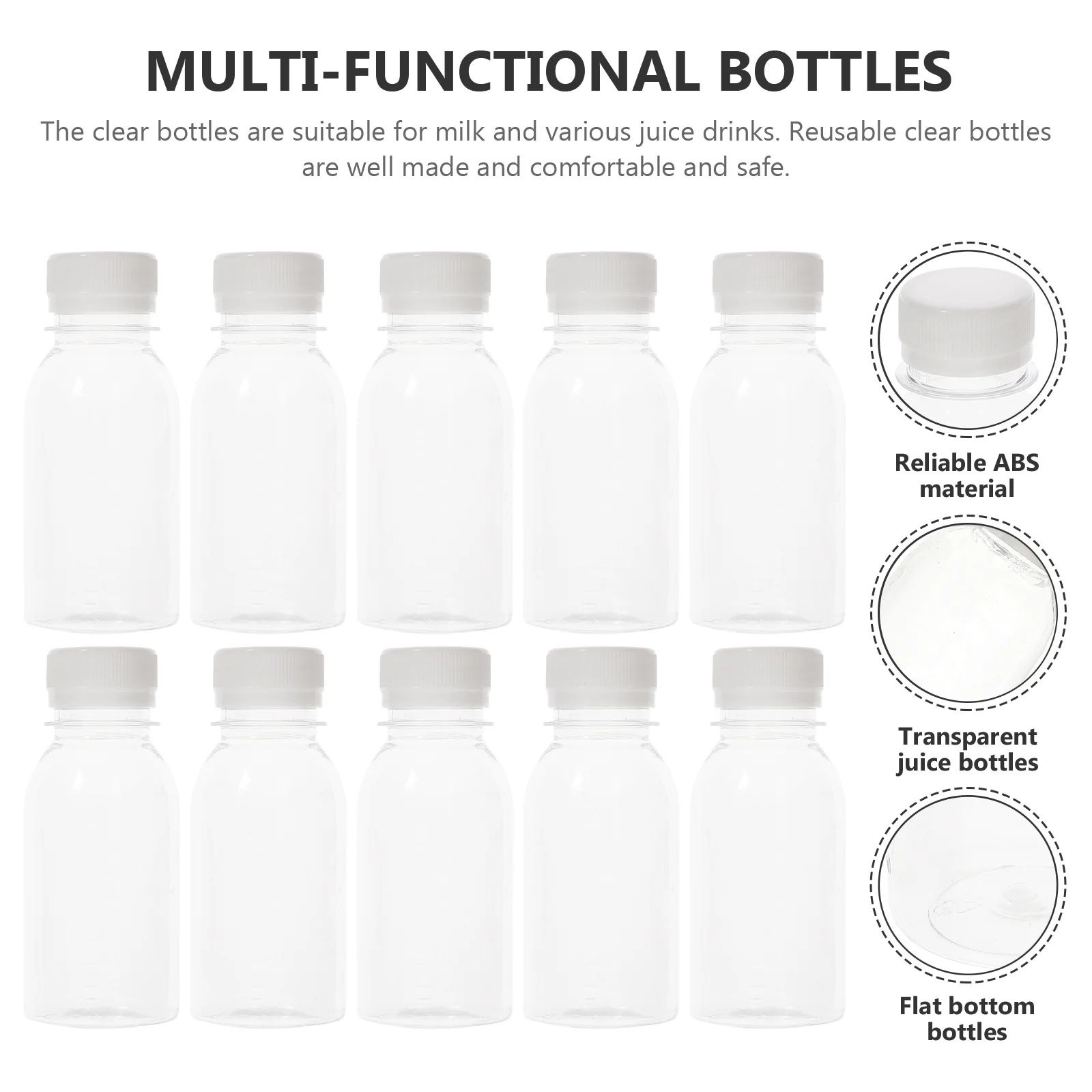 10 Pcs Iced Tea Bottles Sealable Containers Small Water Clear Drink Caps  Ginger Shot Beverage