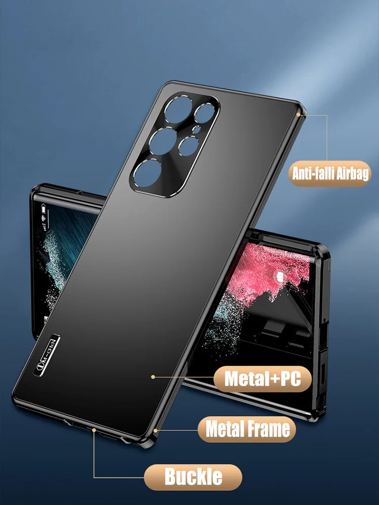 Magnetic Close Aluminum Alloy Metal Case For Samsung Galaxy S23U S22U S21 Ultra Strong Drop Proof Cover Metal Camera Protecter