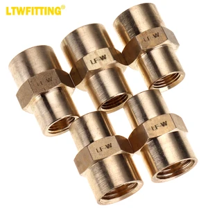 LTWFITTING Lead Free Brass Pipe Fitting 1/4" x 1/8" Female NPT Reducing Coupling (Pack of 5)