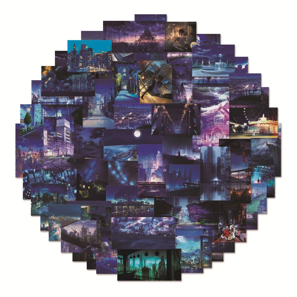 

10/30/60PCS Cool Anime City Night Stickers for Kid Toy DIY Laptop Skateboard Guitar Luggage Car Decal Graffiti Sticker Wholesale