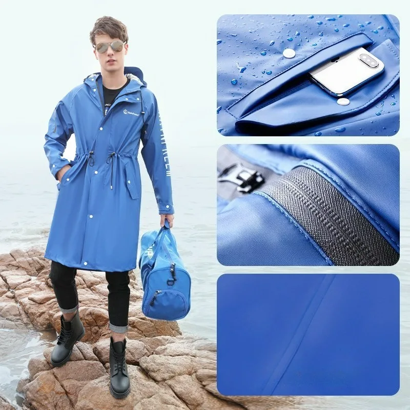 Fashion Long Raincoat Outdoor Double-layer Rainproof PU Raincoat for Men and Women Poncho Imperm&eacute;able Velo