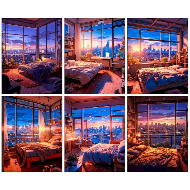 

CHENISTORY 40X50CM Paint By Numbers Bedroom Scenery DIY Pictures By Number Kits Drawing On Canvas HandPainted Home Decor
