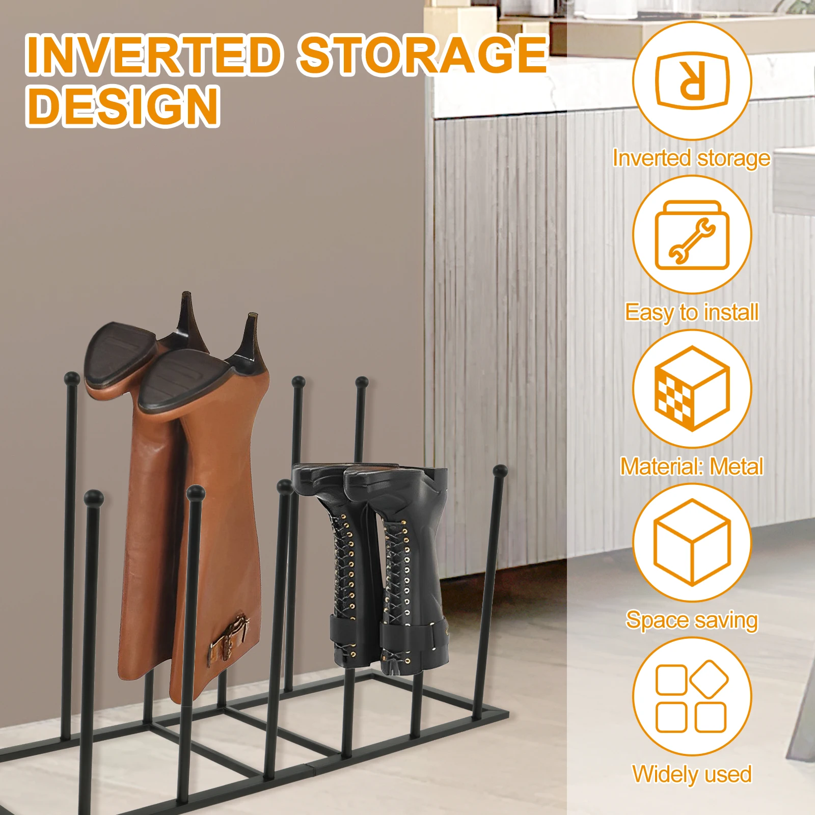 Free Standing Boot Rack Organizer, Metal Boot Storage Rack, Removable Tall Storage, Multifunctional Holder, Home, shoe rack shoe organizer