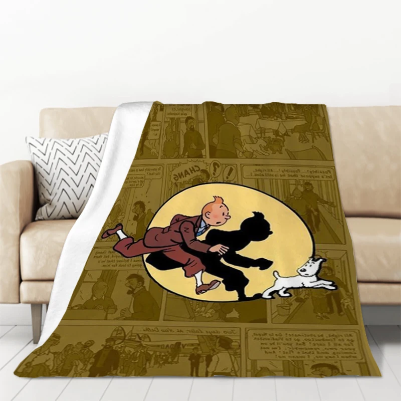 

T-Tintins Blanket A-Aventures Bed Blankets & Throws Warm Winter Blanket Double Bed Comforter Furry Blankets and Bedspreads Kids