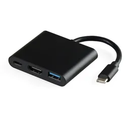 Premium USB - C to HDMI 4K Multiport Adapter with USB 3.0 Connectivity (Black 3 in 1)