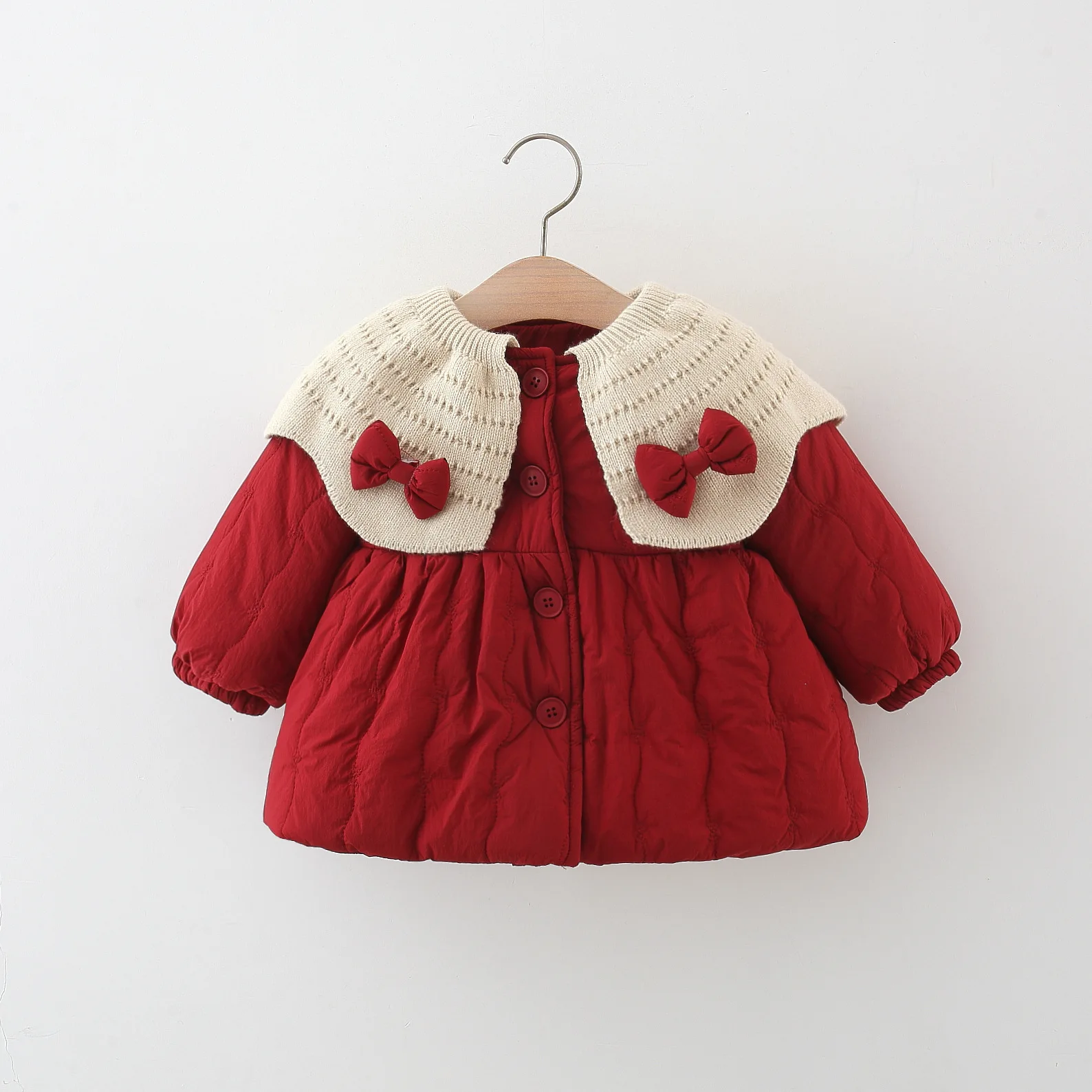 Winter Coat Winter Sweet Bow Baby Girl Coat Thick And Warm Christmas Party Long Sleeved Clothes For Children Aged 9 Months To 3 Years