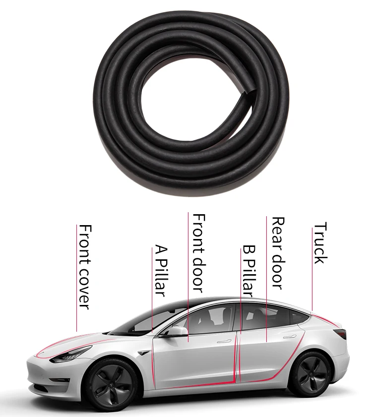 

Комплект уплотнений для автомобильной двери Tesla Model 3, молдинговая уплотнительная лента для отделки двери, шумоподавление ветра для Tesla Model 3, ...