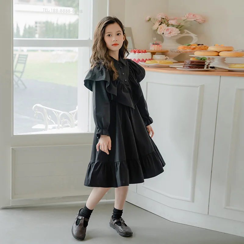 

Fall 2022 Girls Dress Sweet Children Cotton Clothing New Arrival Kids Casual Dress Elegant, #9143