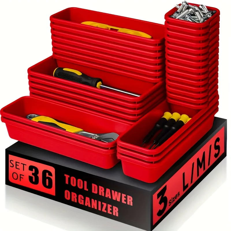 36-Piece Customizable Desk Drawer Organizer Set with Interlocking Trays