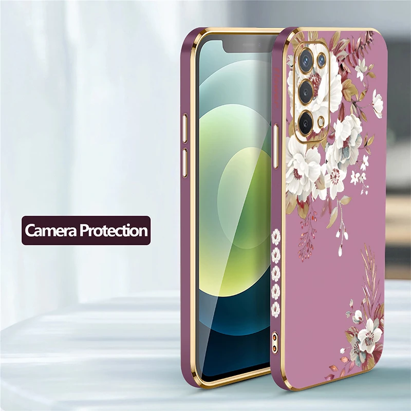 Elegant Fashion Floral Shockproof Silicone Case - Plating Design, Soft Shell Protection
