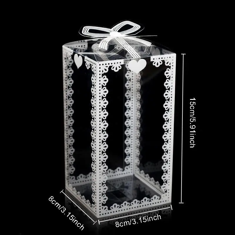 10/20 Stück transparente Geschenkbox aus PVC-Kunststoff, durchsichtige Verpackung für Hochzeit, Babyparty, Partybevorzugung, Geschenk, Schokolade, Süßigkeiten, Kuchen, B – Detail 8