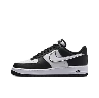 حذاء Air Force 1 Nike Low "Panda" باللونين الأبيض والأسود كاجوال متعدد الاستخدامات للرجال والنساء، حذاء رياضي مضاد للانزلاق منخفض اللوح