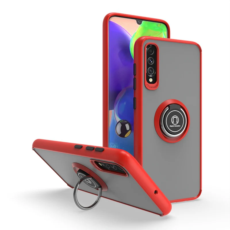 KEYSION Fashion Matte Case für Samsung A70 A50 A50S Transparenter Ringständer Stoßfeste Handyhülle für Galaxy A40 A30 SA_voghion.com