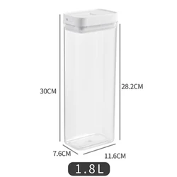 Transparent Plastic Food Storage Container - Moisture-Proof Kitchen Jar for Pasta, Grains, and Snacks (1800ml)