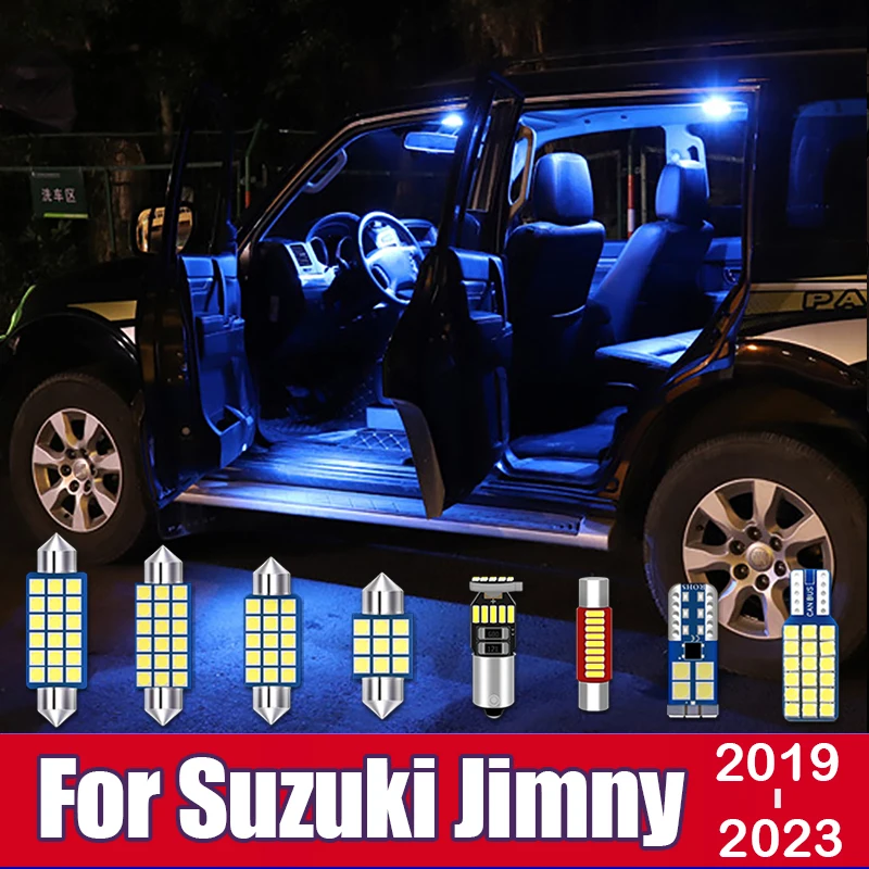 

For Suzuki Jimny 2019 2020 2021 2022 2023 JB74 6pcs Car LED Interior Dome Reading Lamp License Plate Trunk Lights Accessories