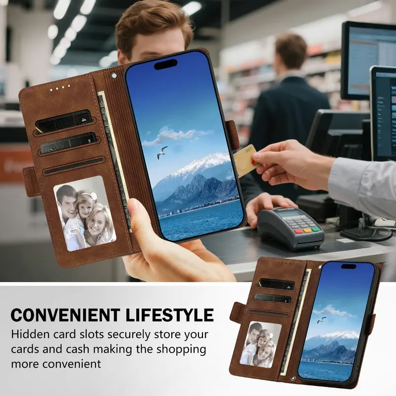 Luxury Leather Wallet Book Case - Elegant Protective Cover