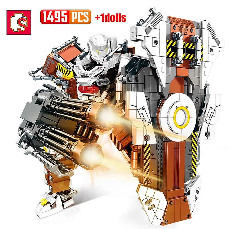 

SEMBO 1495PCS City Deformed Mecha Reload Defense Armed Robot Building Blocks Military Defensive Fighter Bricks Toys For Children