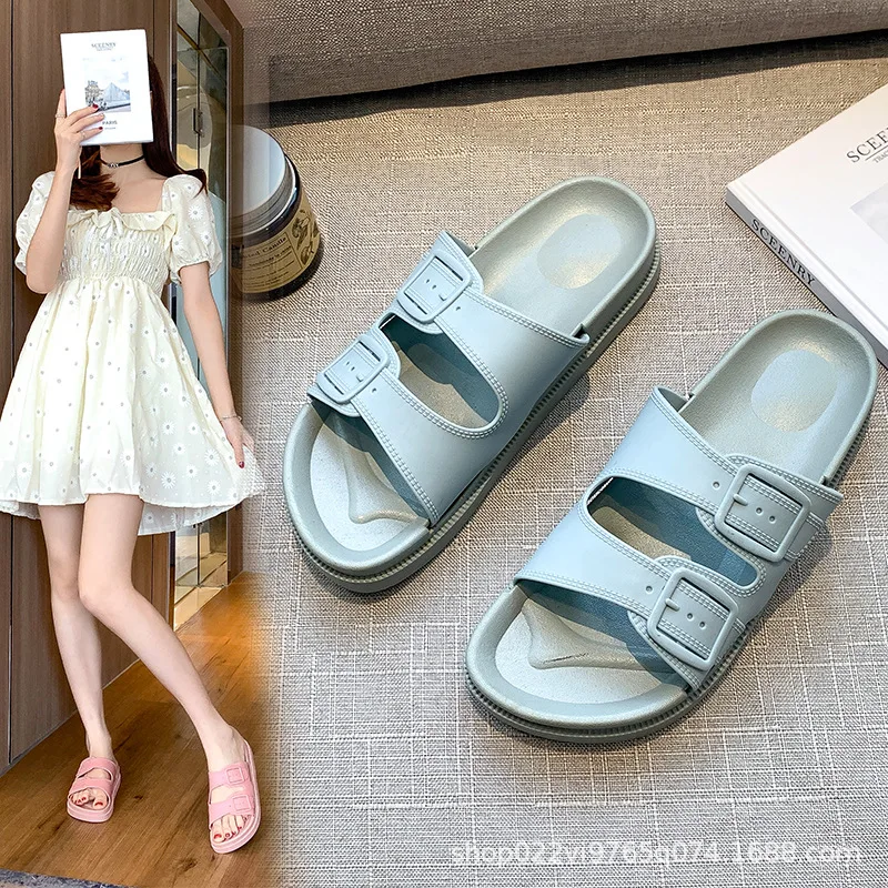 

New 2023 Summer Slippers Women Casual Clogs Breathable Double Buckle Jelly Shoes Slip On Flip Flops Beach Sandals Mujer