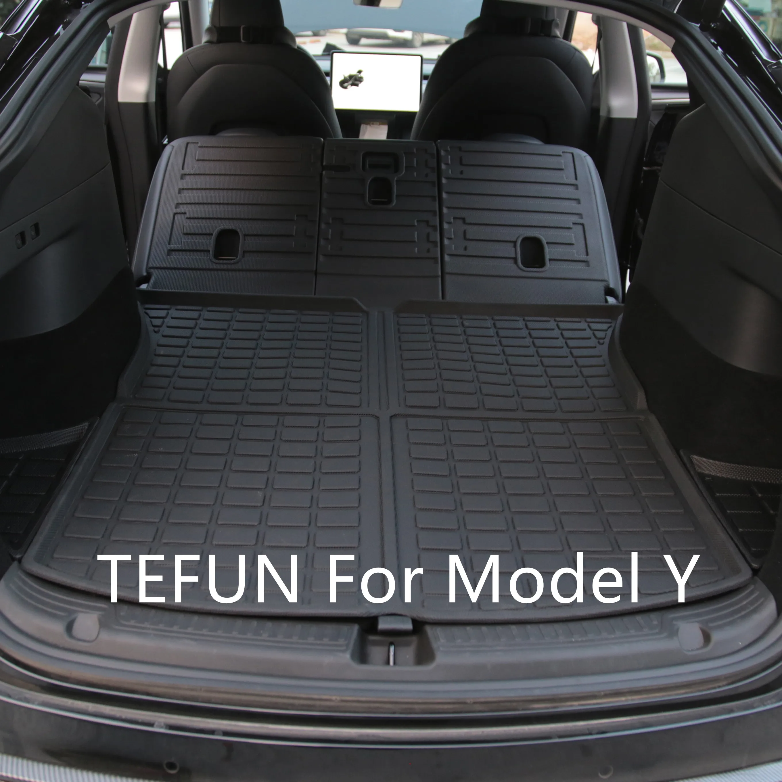 Защитные коврики TEFUN для заднего сиденья Tesla Model Y, противоударные коврики из ТПЭ, чехлы на сиденья и коврики для багажника, коврик для ног, аксессуары для модели Y 2022 коврики автомобильные из тпэ xpe коврики для багажника tesla model y водонепроницаемые подходят для любой погоды прочная подкладка оригинал