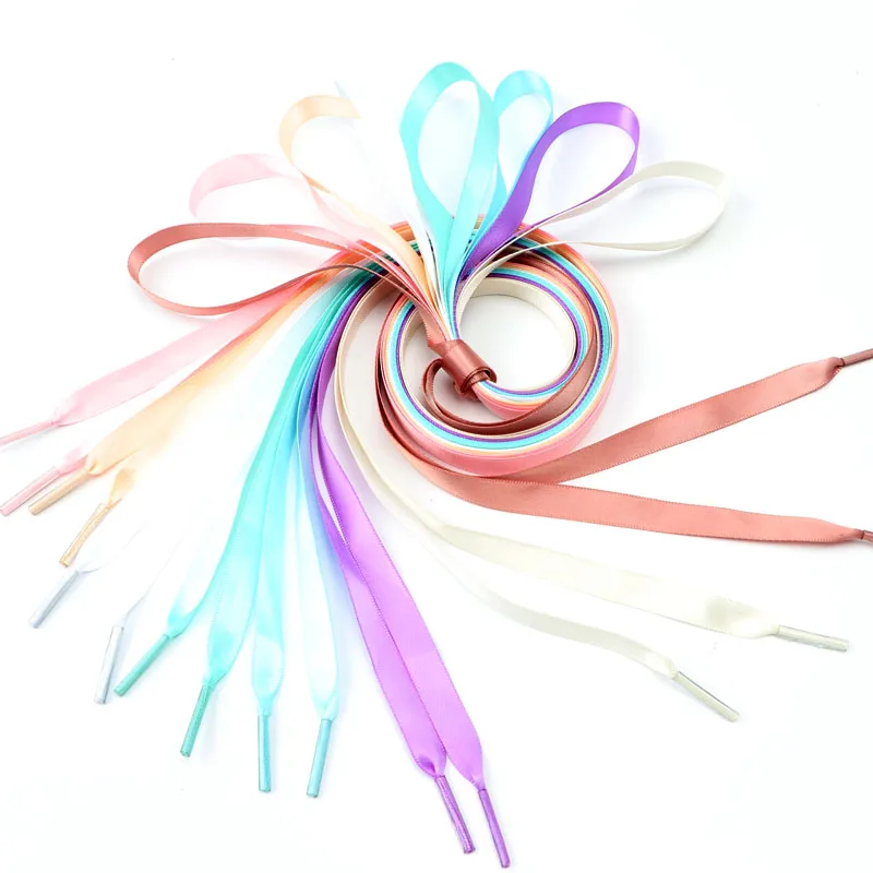 Pair Flat Shoe laces Satin Ribbon Silk Shoe lace Child Adult