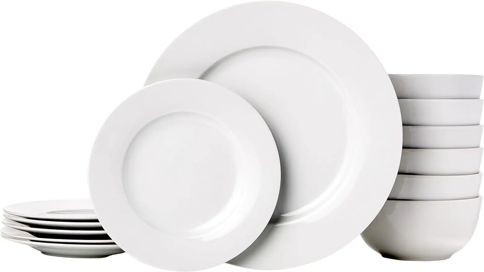 

Basics 18-Piece Kitchen Dinnerware Set, Plates, Dishes, Bowls, Service for 6 - White
