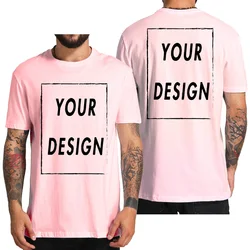 Personalized Men's Custom Design Cotton T-Shirt - Create Your Own Logo, Text, and Photo - 3XL (Light Pink)